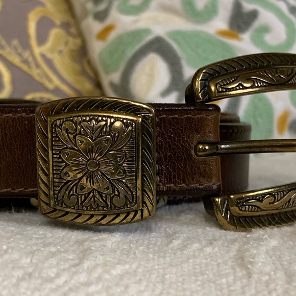 Floral Three tone leather Brighton belt - Picture 2 of 12